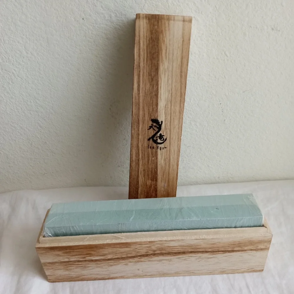 2 Sided Knife Sharpening Stone w Wooden Box NEW